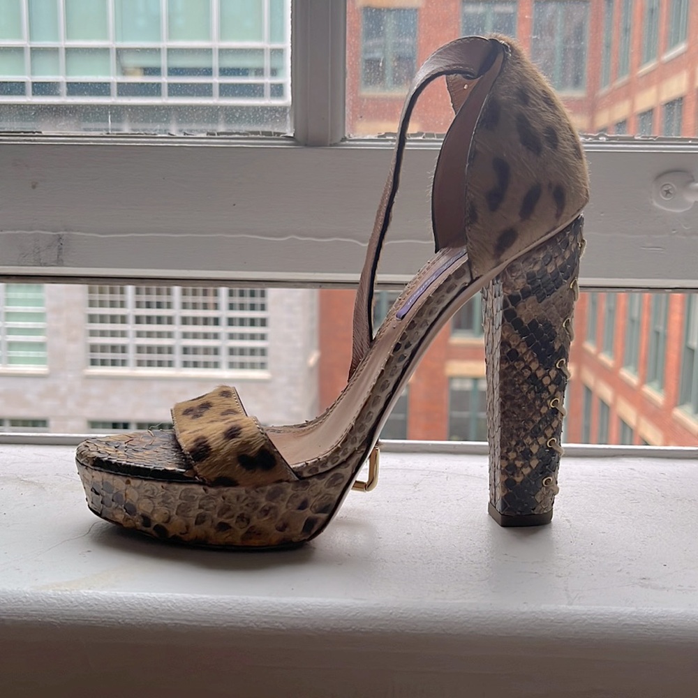 Ralph Lauren Collection Pony hair and Python Stilettos